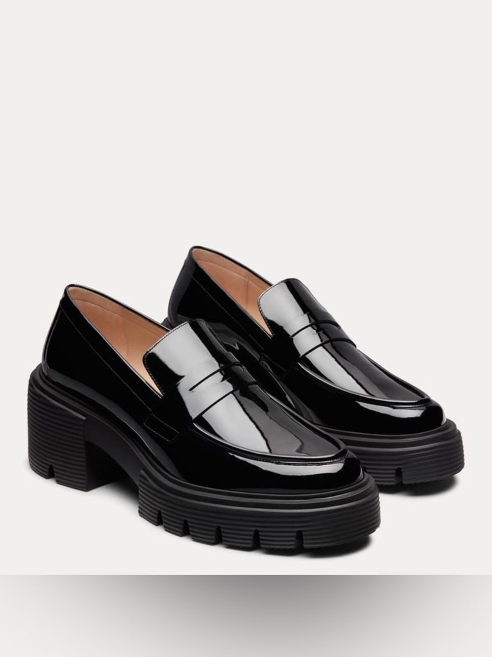 ‼️NEW Stuart Weitzman Soho Black Patent Leather Platform Loafers